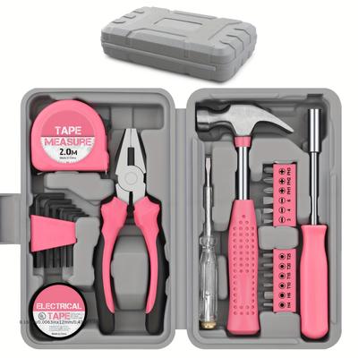 TEMU Pink Multifunctional Gift Tool Set Pliers For Household Hardware And Home Repair Toolbox