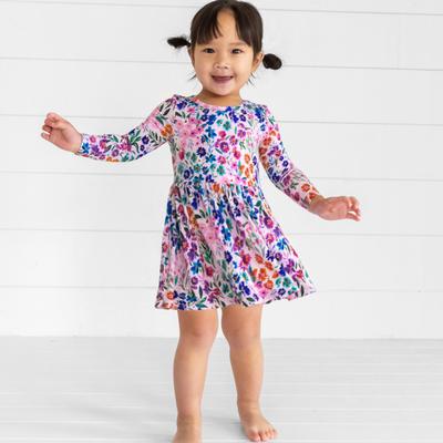 Sweet Pea Floral Bamboo Twirl Dress with Bodysuit - 6-12 months