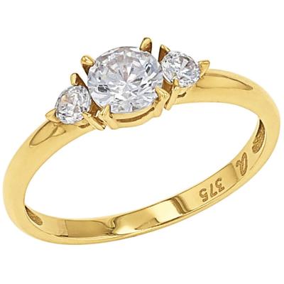 Fingerring AMOR "2037419/-20/-21/-22" Gr. 56, gold (gelbgoldfarben, kristallweiß, kristallweiß), Fingerringe, Damen, 56, Gelbgold 375, 1,2mm, mit Zirkonia (synth.) Image