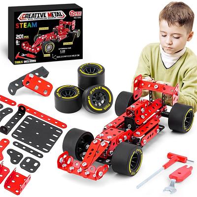 Building Kit Car Model 120 Scale Race Car Metal Model STEM Project Building STEM Projects Toys for Boys 8-12 Red Vehicle DIY Assembly Metal Model