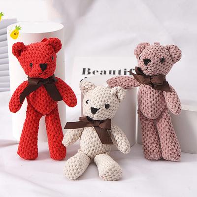 10pc 15cm/5.9in Bear Stuffed Plush Toys Cute Dress Key Pendant Dolls Gifts Birthday Wedding Party Decor easter gift Christmas Halloween Gift(5 Colors)