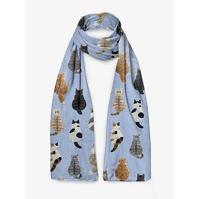 Women's Cute Cat Patterned Beige Scarf – Cozy and Stylish Winter Accessory