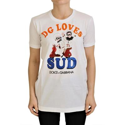 Dolce & Gabbana Damen Weißes Baumwoll-DG Loves SUD T-Shirt Image