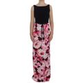 Dolce & Gabbana Damen Lang Maxi Etuikleid mit pinkem Blumen-Muster