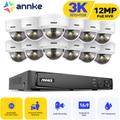 ANNKE Kit di videosorveglianza esterna cablata 3K, NVR 16CH e telecamera PoE 12X5MP, Doppia luce