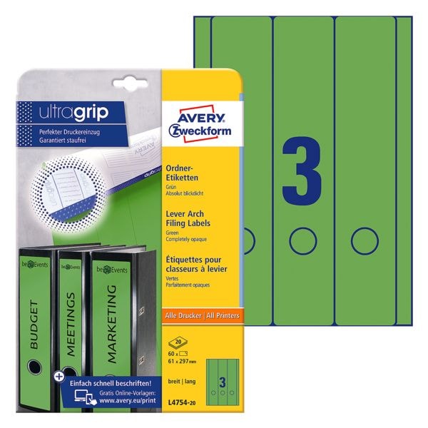Avery Zweckform 20% AKTION: Selbstklebende Ordnerrücken-Etiketten grün