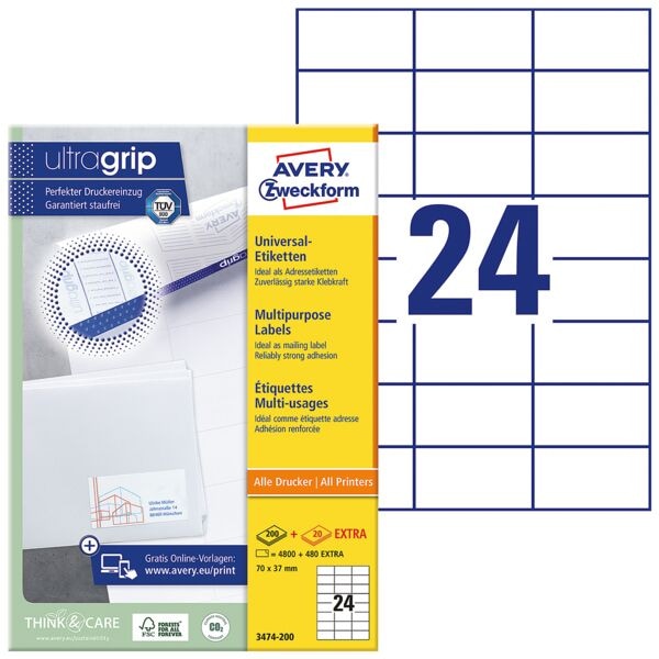 Avery Zweckform 20% AKTION: 5280er-Pack Universal-Etiketten mit ultragrip »3474-200« Image
