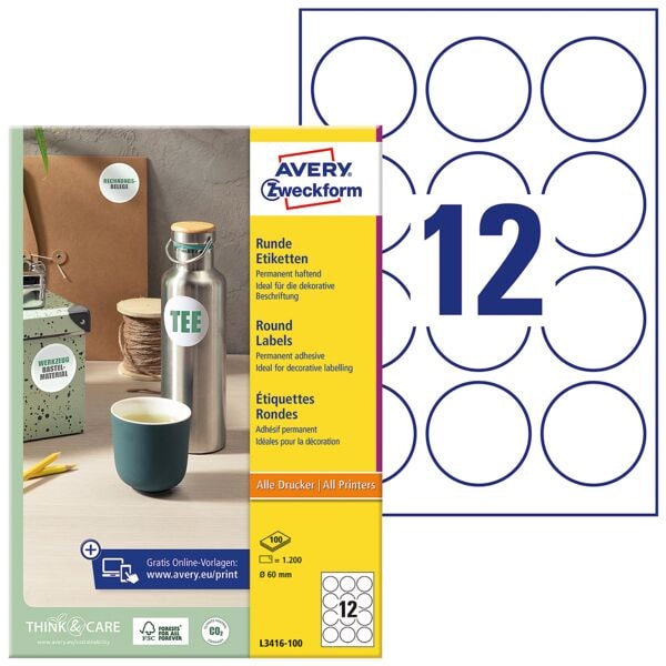 Avery Zweckform 20% AKTION: 1200er-Pack Universal Klebeetiketten »L3416-100« Image