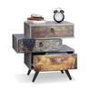 relaxdays Vintage Kommode - 3 Schubladen silber, 60x59.5x40 cm