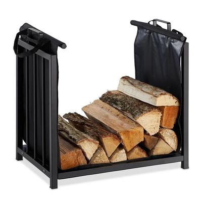 relaxdays Kaminholzständer aus Stahl braun