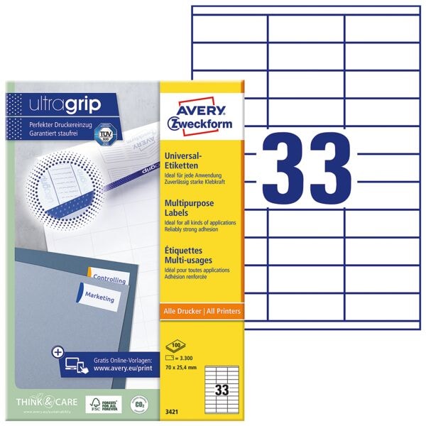 Avery Zweckform 3300er-Pack Universal Klebeetiketten »3421« Image
