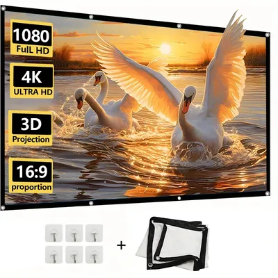 72 100 Inch Portable Foldable Projector Screen 16:9 Polyester Suitable for Home Theaters Gatherings Offices HD Projection Screen