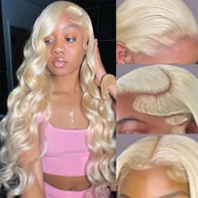40Inch 613 Body Wave Blonde 13x6 Hd Lace Frontal Human Hair Wig Brazilian Color Water Wave Lace Front Wig For Women 250% Density