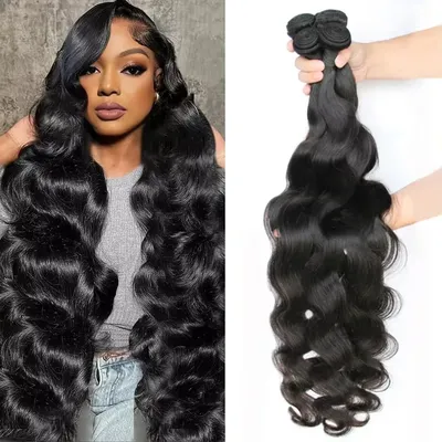 36 40 Inch Body Wave 3 4 Bundles Brazilian Remy 100% Unprocessed Human Hair Wavy Doule Drawn Bundles