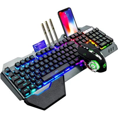 K680 Wireless Gaming Keyboard and Mouse Combo,Rainbow LED Backlit Keyboard with Rechargeable 3800mAh