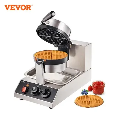 VEVOR Electric Waffle Maker Round Waffle Iron Non-Stick Waffle Baker Machine Teflon-Coated Baking
