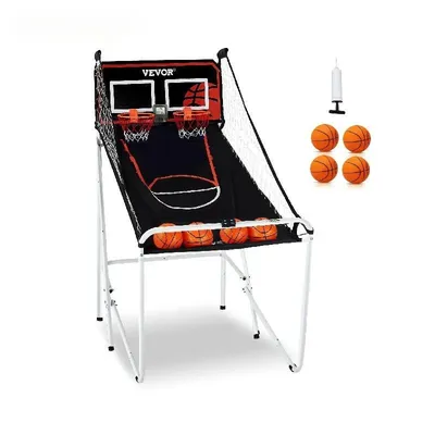 USA Foldable Basketball Arcade Game, 2 Player Home Dual Shot Sport with 4 Balls 8 Game Modes, LCD