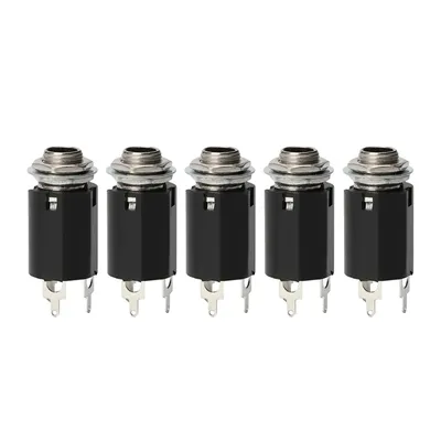 Durable Guitar Stereo Output Plugs Solid 5pcs Guitar EQ Jack Socket 6.35mm Jack Stereo Pickup Female