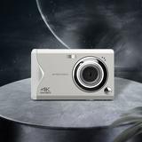 4K 3-Inch HD Digital Camera with 16X Digital Zoom Auto Focus & Intelligent Scene Recognition - 8MP COMS Sensor Type-C Charging Face Detection Continuous Shooting for Kids Students Adults Silver