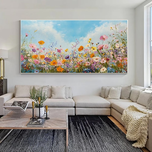 handgemachtes Original Landschaftsölgemälde auf Leinwand abstrakte Naturlandschaft Wandkunst für Wohndekoration mit gespanntem Rahmen ohne Innenrahmen Malerei Image