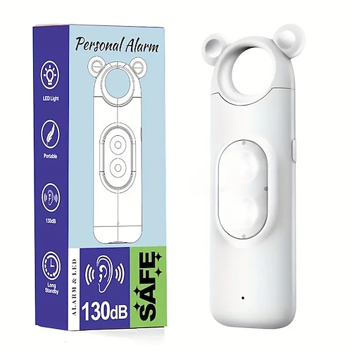 Persönlicher Alarm, sicherer Sound, 130 dB, wiederaufladbar über USB, selbstsirene, Sicherheitsalarme, Sicherheitsgeräte für Frauen und ältere Menschen mit Alarm, Paniktaste, LED Image