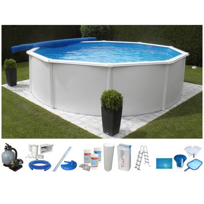 Rundpool KWAD "SUPREME weiß mit Sicherheitsleiter und Zubehör", weiß, H:132cm Ø:360cm, Schwimmbecken, inkl. Bodenisolation & Wasserpflege-Set, versch. Größen Image
