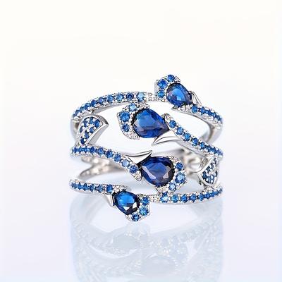 TEMU Elegant Copper Ring With Synthetic , Design, September Birthstone, For & Gift-, Cute Jewelry Image
