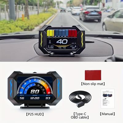 TEMU Car Hud Head-up Display With - Multifunctional, Usb , Ambient Light Sensing, Speed & Clock Features, Consumption, Ideal For All Vehicles