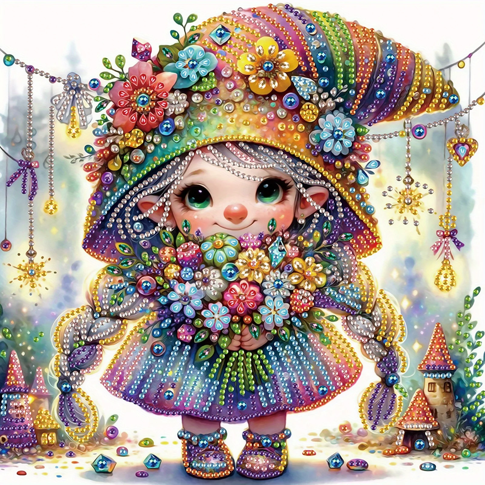 Analyste d'art de diamant de forme spéciale pour les débutants, fille et fleur de bricolage, kits de peinture d'art de diamant pour la maison, cadeau de décoration murale, 5D
