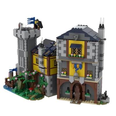 Anpassbares MOC-Baustein-Set – mittelalterliches Black Hawk-Fortress-Set, 1216-teilig, ideales Image