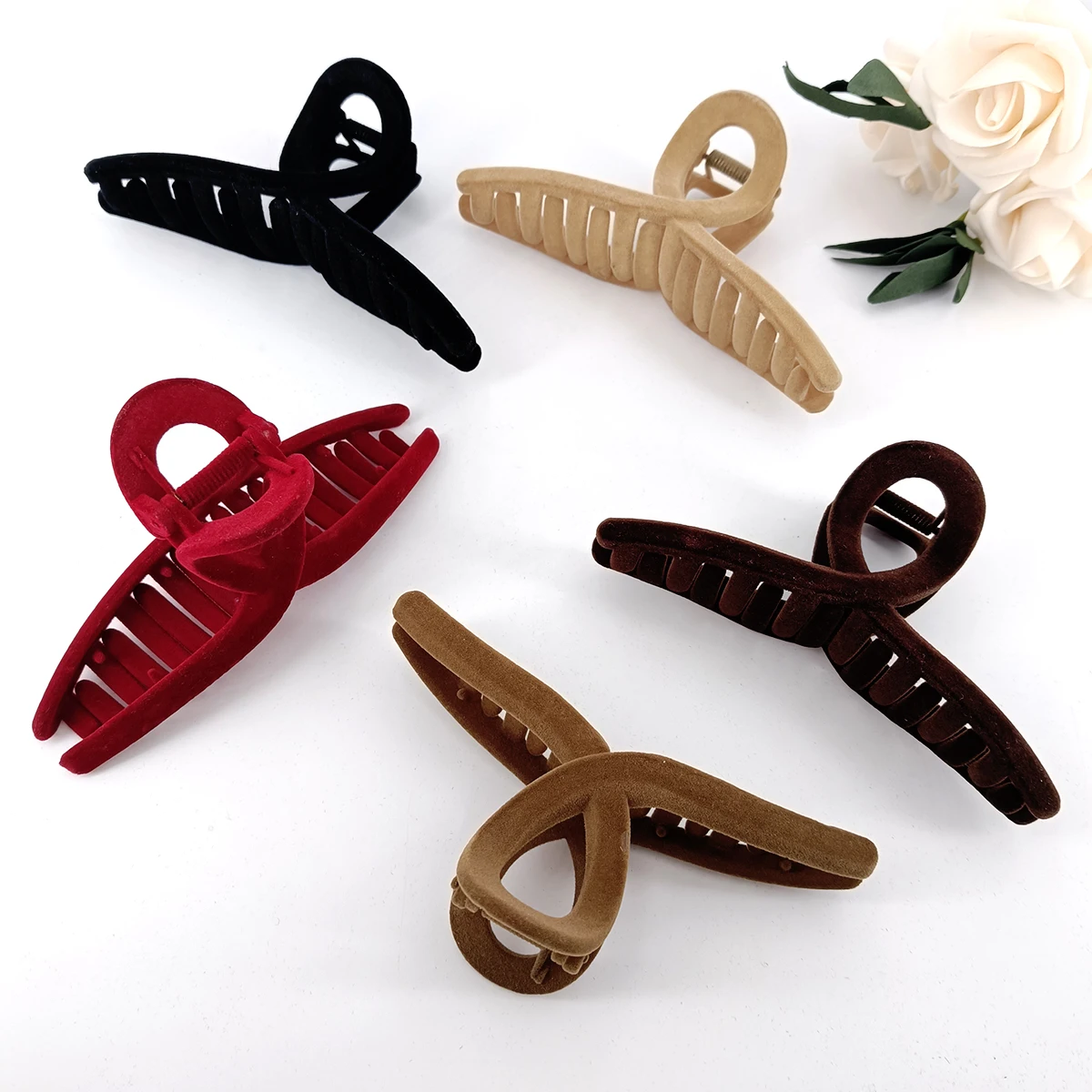 Herbst/Winter neuer Stil 13cm übergroße Version Flock ing Haars pange für Frauen Mädchen Rücken der Haars pange Mode Haarschmuck Image