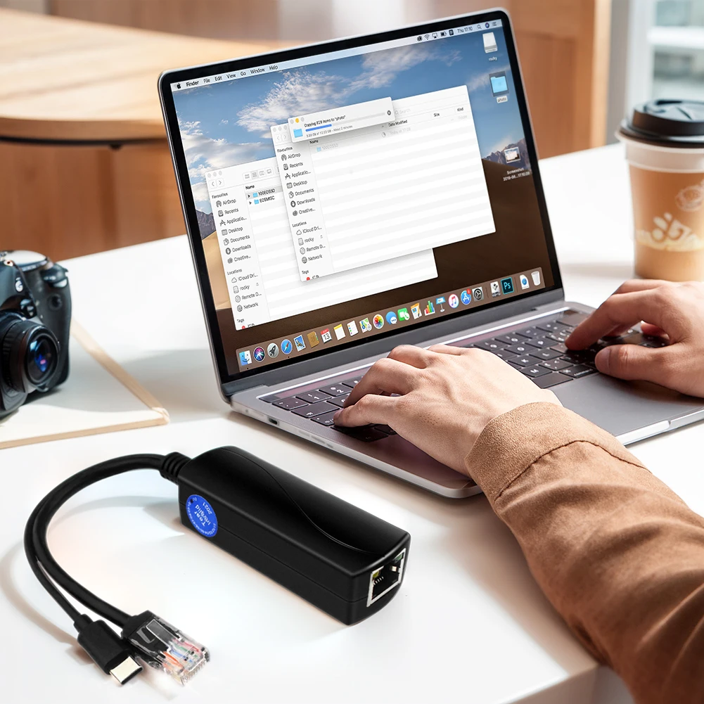 PoE 48V zu USB-C 5V/4A Ausgang Adaptive 10/100/1000Mbps PoE Splitter 48V zu 5V 4A Micro USB Adapter für Raspberry Pi 5 Image