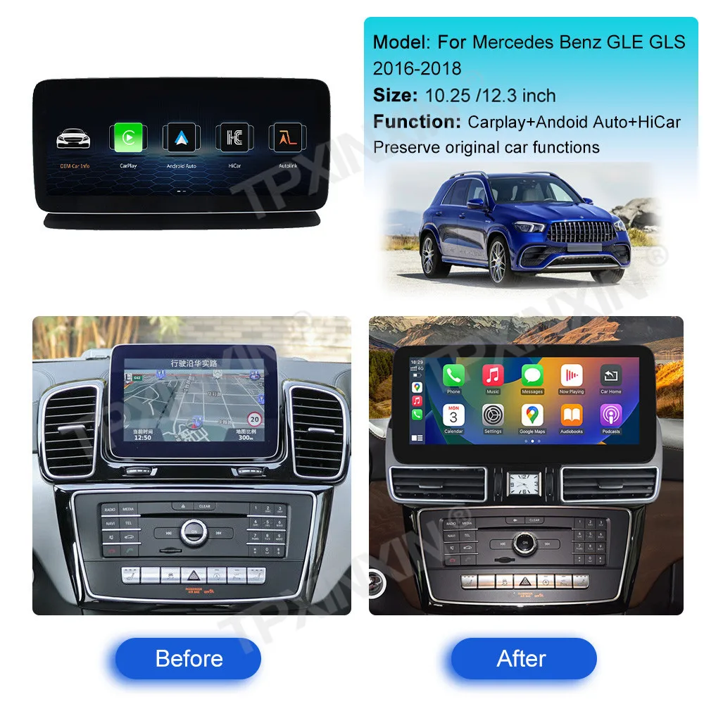 Für Mercedes Benz GLE GLS 2016 2017 2018 Linux Radio Android Auto Carplay Automotive Multimedia Player GPS Navi Head Unit Image
