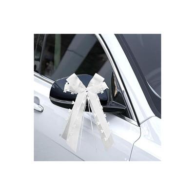 Ahlsen - Hochzeitsdekoration Schleifen, 30 Stück, Hochzeitsauto-Dekoration, weiße Satinschleifen Image