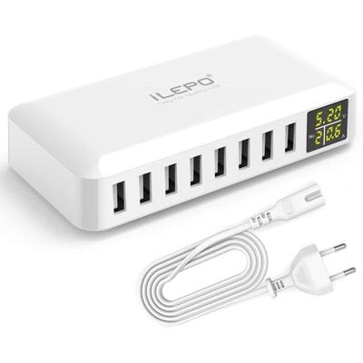 Memkey - 5V8A 8-Port USB-Ladegerät mit LCD-Display, USB-Multi-Socket-Smart-Ladestation, kompatibel Image