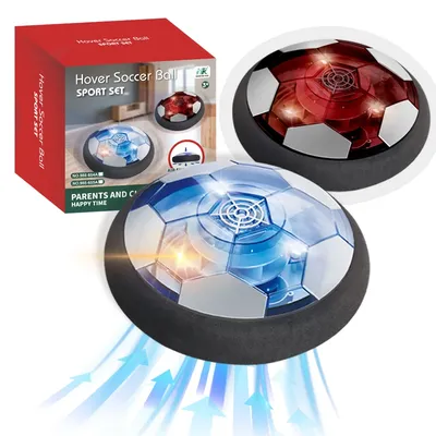 Indoor Outdoor Suspended Football Toy, Air Floating Football with Led Light and Foam Bumper (Black +