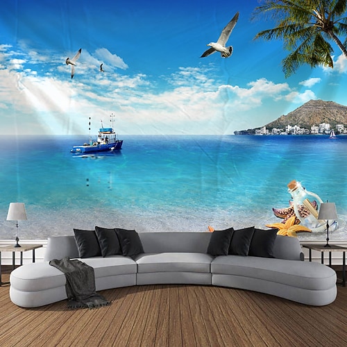 schöne meer hängende wandteppich ozean strand wandkunst große wandteppich wandbild dekor fotografie hintergrund decke vorhang hause schlafzimmer wohnzimmer dekoration Image