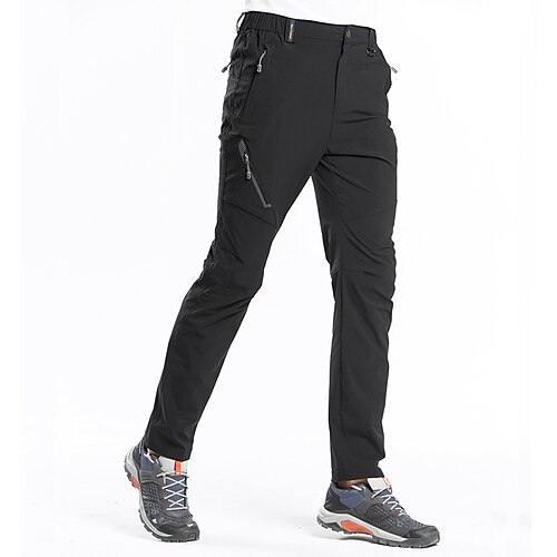 Herren Wanderhosen Sommer Frühling Herbst Außen Normale Passform Wasserdicht Hautfreundlich Schnelltrocknend Elastisch Hosen Unterteile Elastischer Bund Dunkelgrau Schwarz Elasthan Camping / Wandern Image
