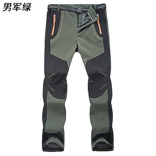 Herren Wanderhosen Fleecegefütterte Hosen Wintermantel Softshellhosen Winter Herbst Außen Thermowarm Winddicht Multi Pocket Schweißableitend Unterteile Elastischer Bund Reißverschlusstasche Schwarz Image