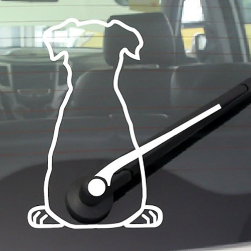 Cartoon niedlichen Hund hinten Glas Aufkleber Autoaufkleber