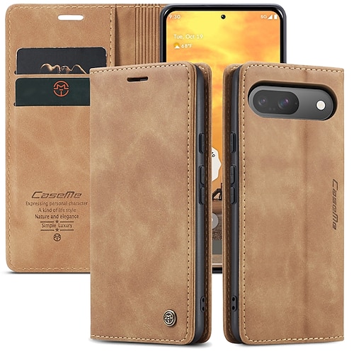 Handy Hülle Handyhüllen Für Google Pixel 9 Pro Pixel 9 Pro XL Pixel 8 Pro Pixel 8 Pixel 9 Pixel 7 Pixel 7 Pro Pixel 6 Pixel 6 Pro Flip-Cover mit Halterung Magnetisch Kartenschlitz Retro TPU PU-Leder Image