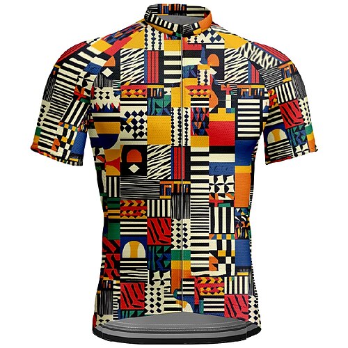 Herren Radtrikot Farbblock Kurzarm Fahhrad T-Shirt Trikot mit 3 Gesäßtaschen Mountainbike MTB Schnelltrocknend Anatomisches Design Feuchtigkeitsableitend Atmungsaktiv Sport Weinrot Rot Blau Bekleidung Image