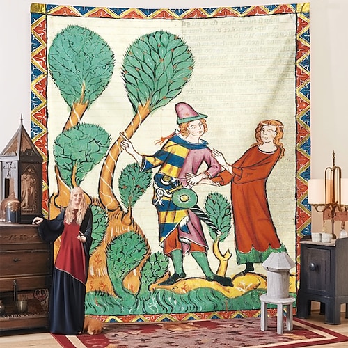 Mittelalterliche Wandteppich Mittelalter Wandteppich Kunst Großes Wandteppich Wanddeko Foto Hintergrund Decke Vorhang Zuhause Schlafzimmer Wohnzimmer Dekoration Image