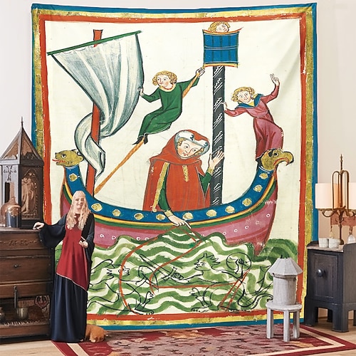 Mittelalterliche Wandteppich Mittelalter Wandteppich Kunst Großes Wandteppich Wanddeko Foto Hintergrund Decke Vorhang Zuhause Schlafzimmer Wohnzimmer Dekoration Image