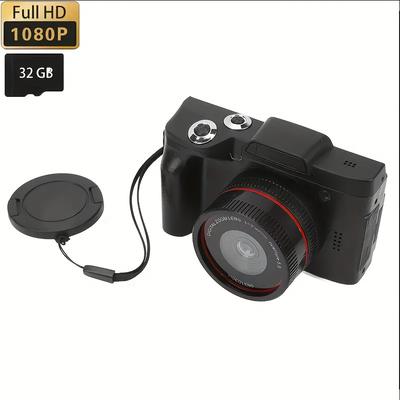 TEMU 1080p Camera With 32g Card Flip Screen With 16 And Full Lcd Screen, 16x Digital , Surprise Gift