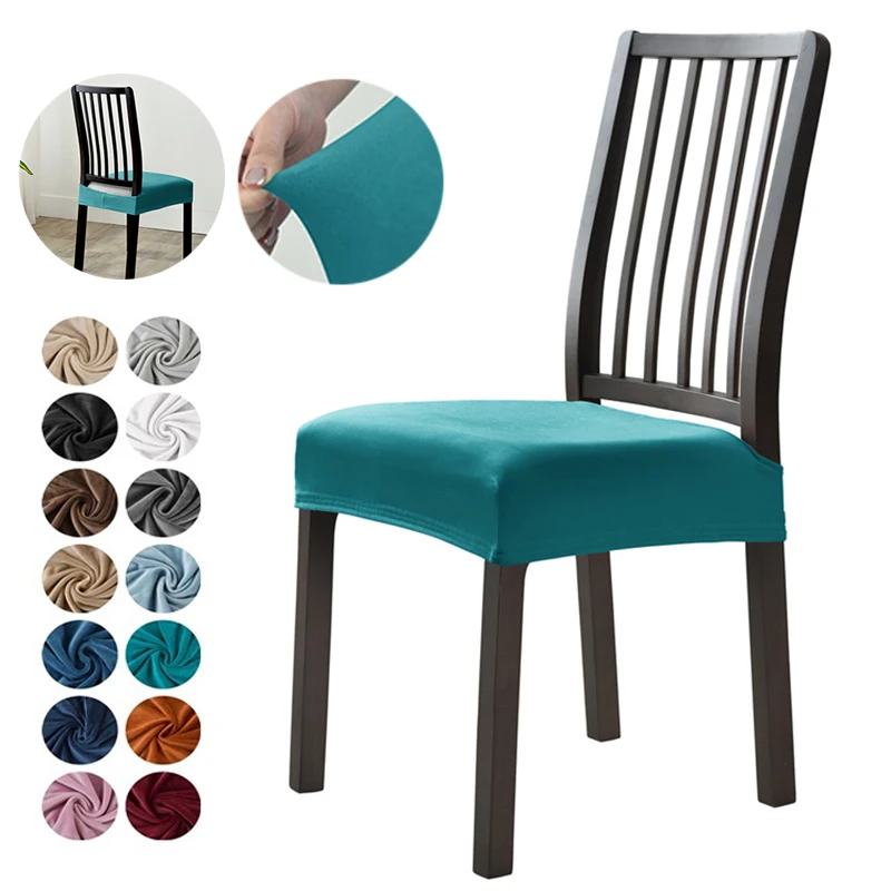 1pc elastischer Esszimmers tuhl Sitz bezug Stretch weicher Samt Stuhl bezug Anti-Staub Sitzkissen Schon bezug für Party Hotel nach Hause Image