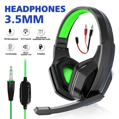 3,5 mm kabelgebundene Gaming-Kopfhörer, Spiel, große Headsets, Ohrhörer mit Geräuschunterdrückung Image