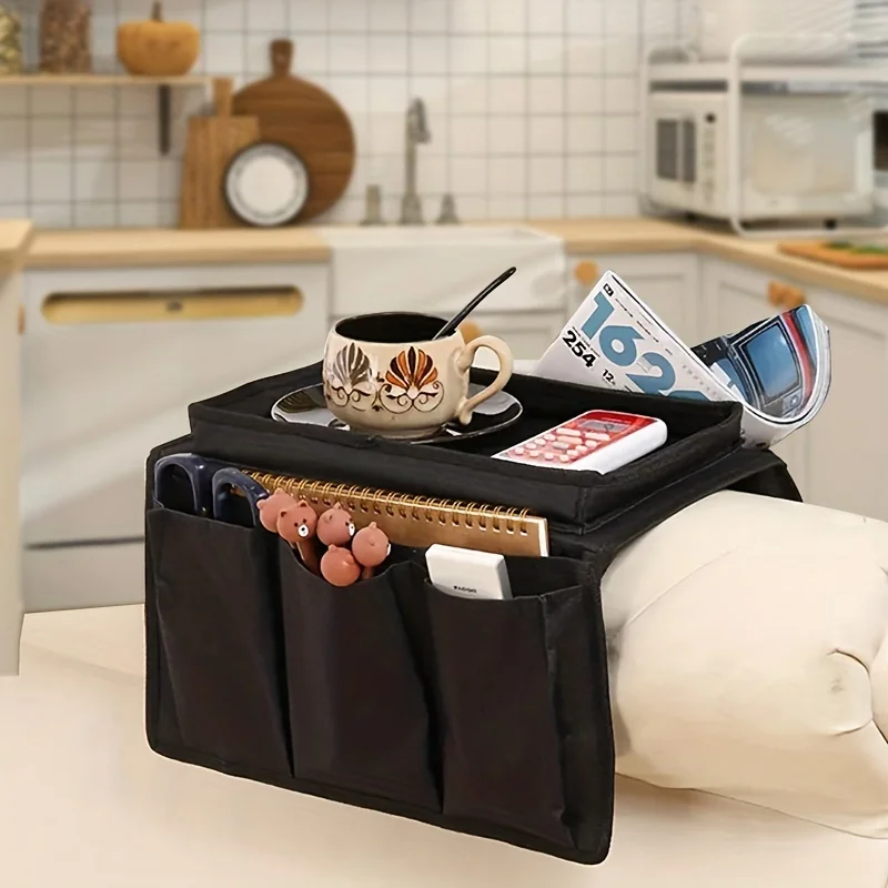 Praktische Sofa-Armlehnen-Aufbewahrungstasche für Fernbedienungen, Zeitschriften und mehr, perfekt für Liegesofas und Seitentaschen Image