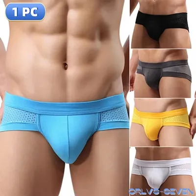 Sommer Atmungsaktive Männer Slips Sexy Mesh Modale Unterwäsche Komfortable Einfarbig Niedrigen Taille Unterhose Männlichen U Konvexen Beutel Höschen Image