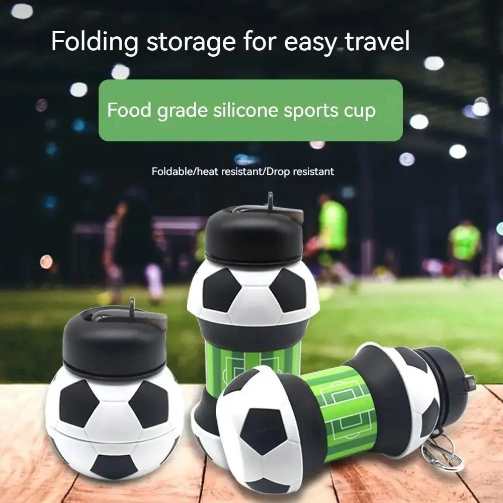 1 PCS 540 ML Outdoor Sport Wasser Tasse Fußball Basketball Silikon Klapp Tasse Tragbare Herbst Und Auslaufsicher Weihnachten geschenke Image
